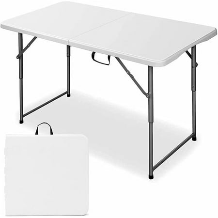 Grey Timber Ridge Foldable Table Portable Lightweight Carry Case Adjustable Height Legs for Utility Outdoor Camping Picnic Use 